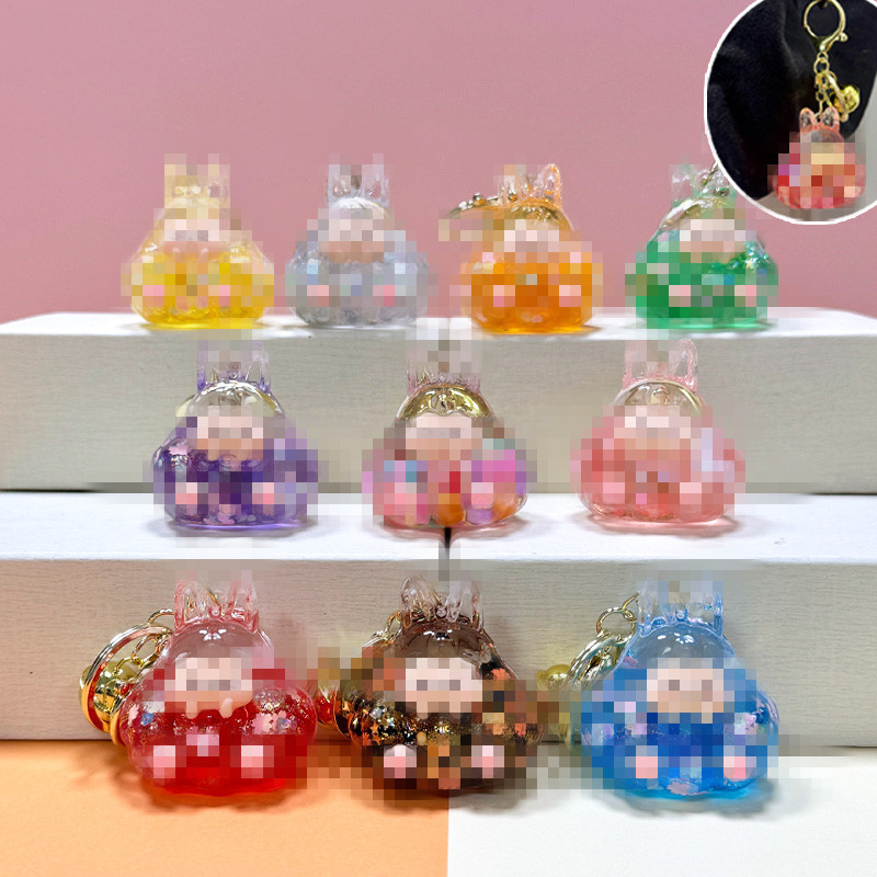 Shake Sound Explosions Luminous Creative Oil-in-the-Sand Tower Keychain Schoolbag Pendant Small Cute Grain Key Chain Hanging Ornaments