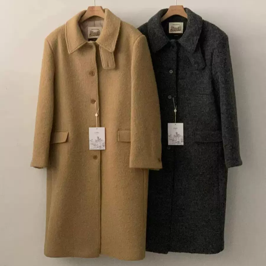 6天2025冬季新韩国东大门over t*ke翻领单排扣100羊毛大衣外套女