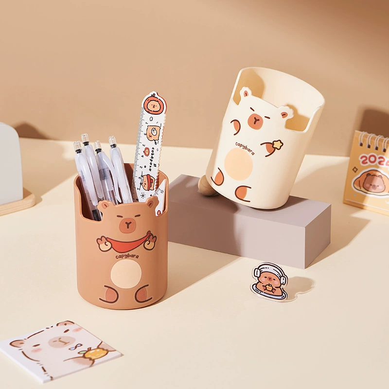 Подставка для ручек Kapibear, для школьников, детей, девочек, настольная подставка для канцелярских принадлежностей, офисная подставка для ручек в форме сердца, банка для хранения