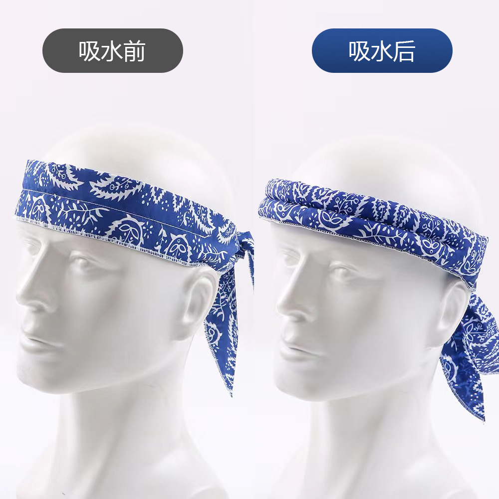 アマゾンの越境木の葉の小さい氷巾の冷たいタオルの夏の温度を下げる氷帯の運動の頭巾は汗を吸います。