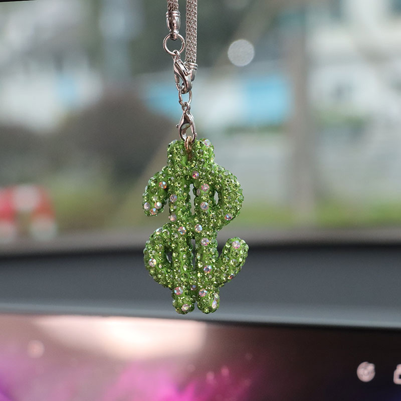Rhinestone Dollar Sign Car Rearview Mirror Pendant
