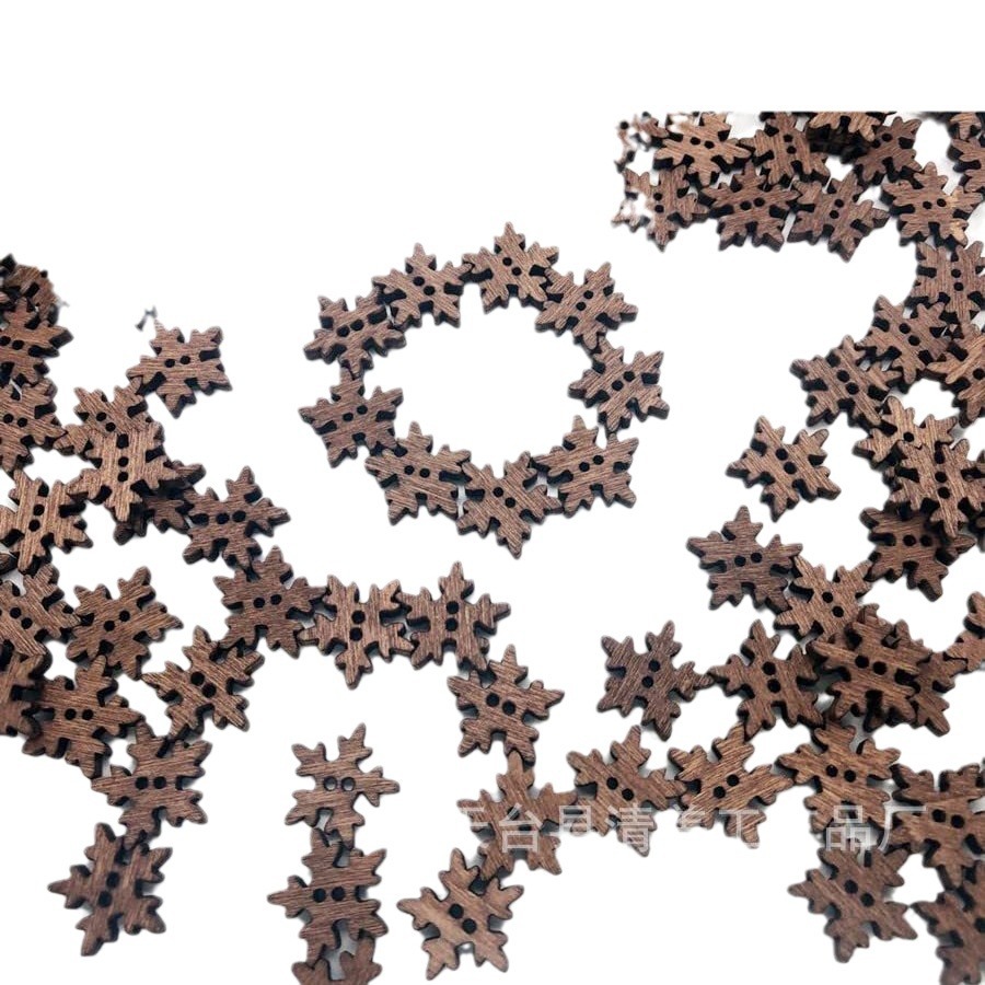 Copo de nieve marrón botón 18mm suministros de Navidad copo de nieve botón Navidad copo de nieve