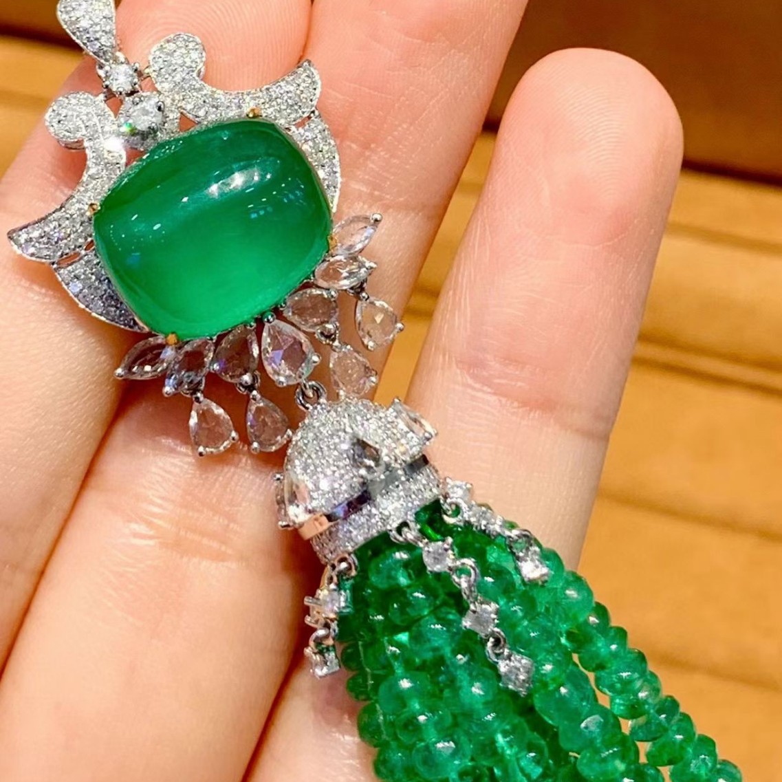 Emerald pendant, jewelry, wedding jewelry, tassel, love jewelry, Y1897