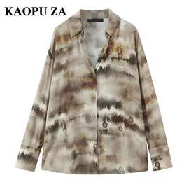 KAOPU ZA港风复古宽松上衣春夏设计感扎染上衣夏季薄款衬衫女百搭