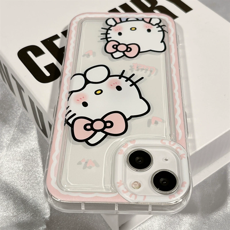 Чехол для телефона (Hello Kitty) для iPhone 11–16, прозрачный с амортизирующей подушкой и защитой от падений