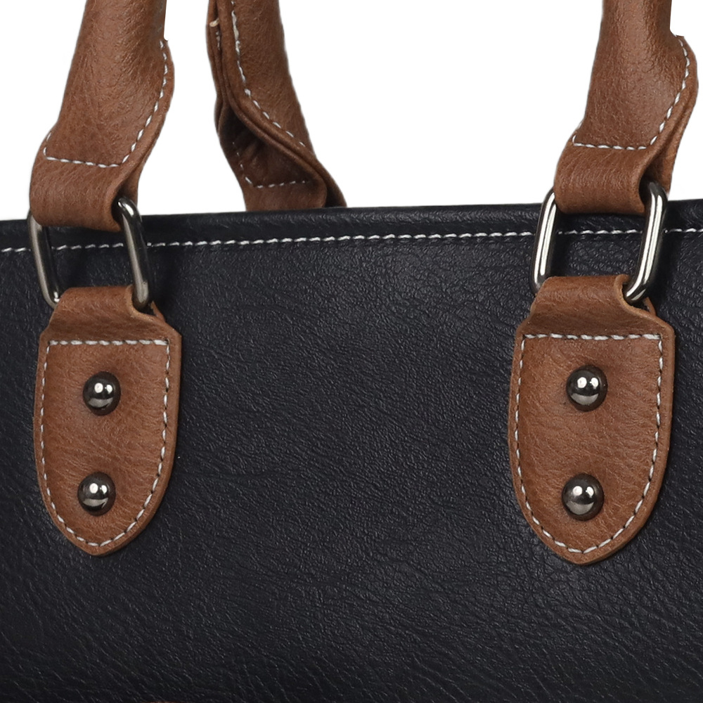 Color Block Pattern Women's Pu Leather Color Block Streetwear Sewing Thread Square Zipper Bag Sets