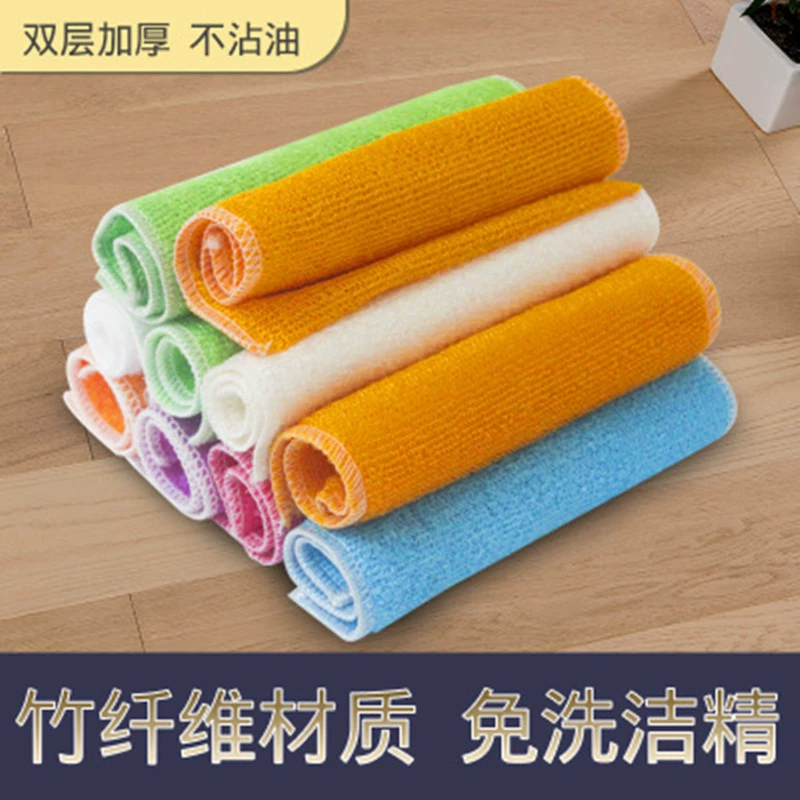 Двухслойная салфетка из бамбукового волокна, антипригарная масляная салфетка для мытья посуды в Корейском стиле, абсорбент для кухонного стола, нелегко пролить, Мочалка для волос