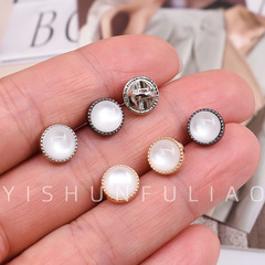 Circular silver iridescent metal buttons chiffon women's blouse cat's eye buttons dress versatile fasteners