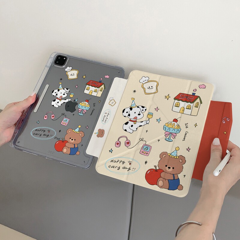 Cute Dalmatian Suitable for iPad Air Tablet Protective Cover Mini6Y Foldableing Pro with Pen Slot 10Th Generation Plaid 11inch