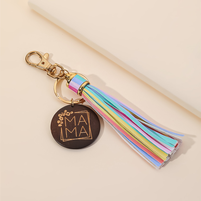 17g Weight Keychain Classification 1 Piece Quantity Casual, Holiday, Daily Occasion Pu Leather Material Mother'S Day Festival Letter, Tassel Pattern Unisex Gender Modern Style Style Modern Style Letter Tassel Pu Leather Mother'S Day Unisex Keychain 10