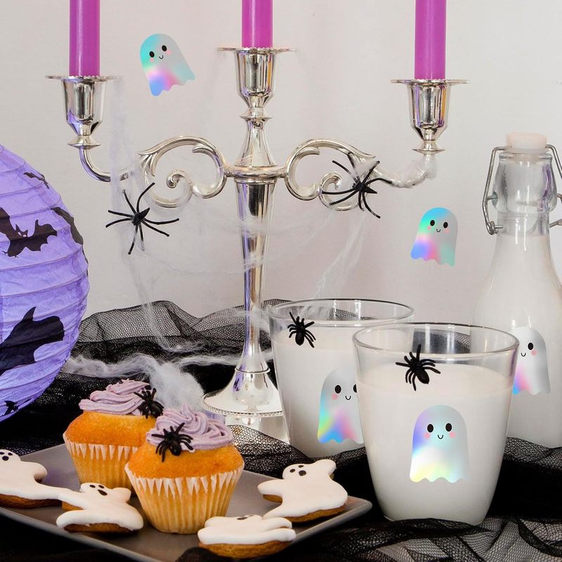 熱い販売ホログラフィックレーザーハロウィン特殊形状ゴースト落書きステッカーお祝いパーティーシール装飾ステッカー 3.8 センチメートル|undefined
