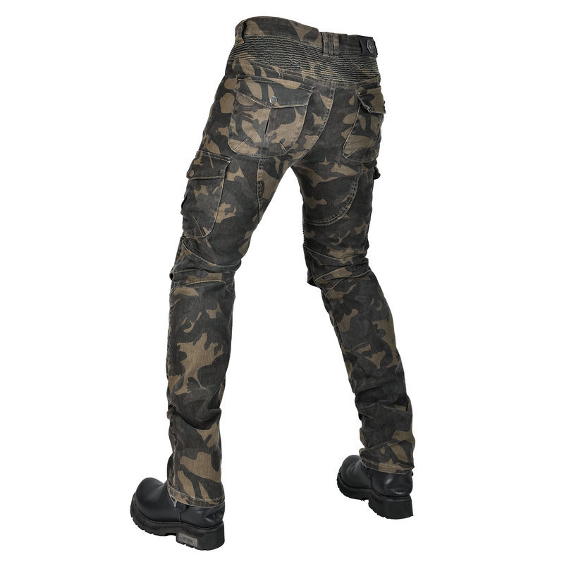 VOLERO camuflaje motocicleta jeans motocicleta pantalones de montar multi-bolsa ropa de trabajo carreras anti-caída pantalones alargados equipo de protección