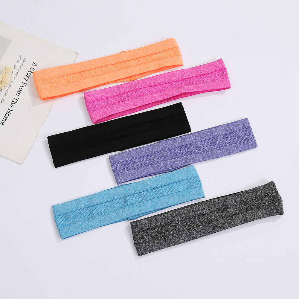 Cross-Border Sports Headbands, Outdoor Solid Color Elastic Jogging Hair Bands, Fitness Yoga Sweat-Absorbing Headbands, Wholesale