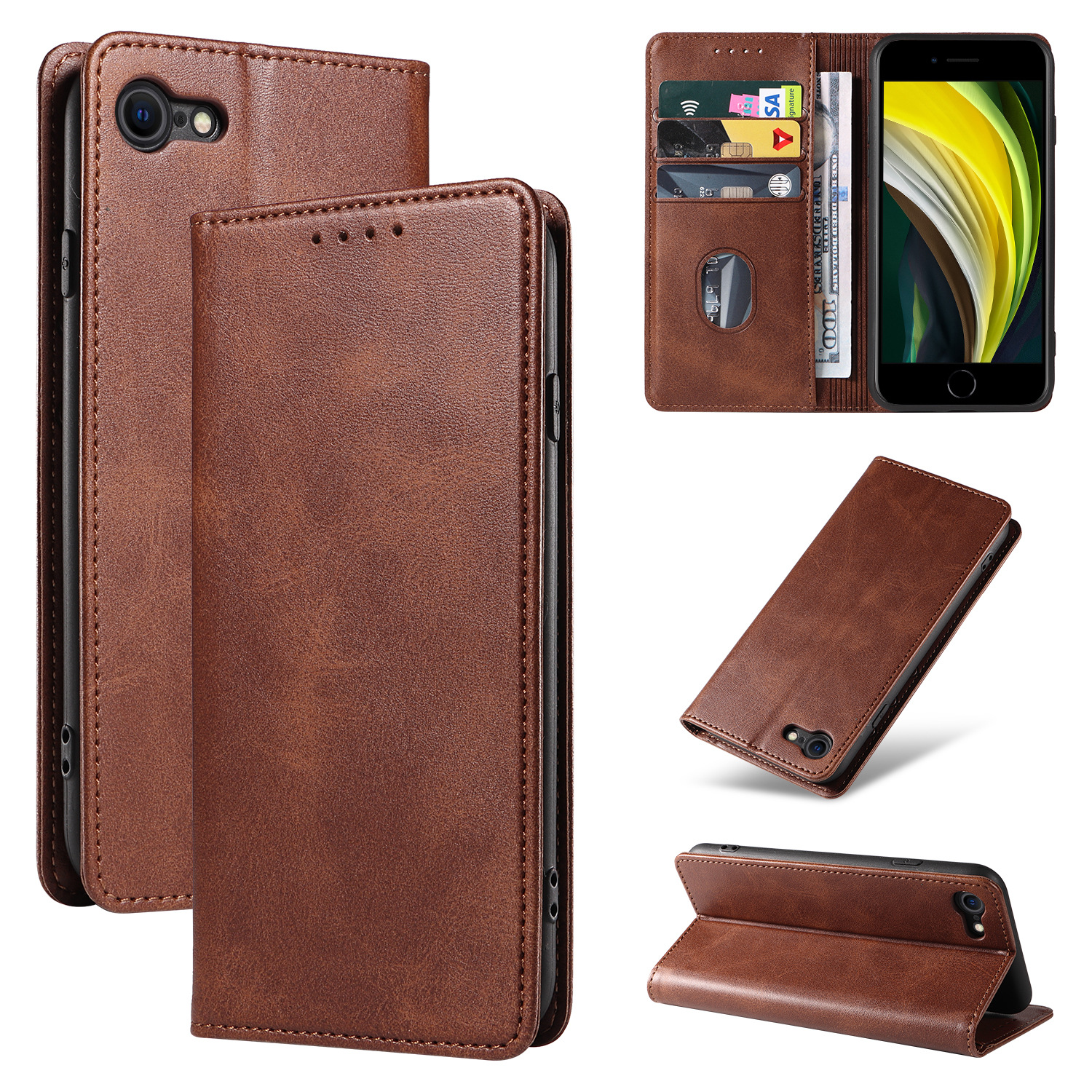 Leather Flip Case For Iphone 17 And 16 Pro With Card Holder_voghion.com