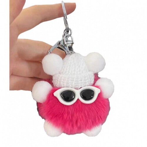 Factory wholesale imitation rex rabbit fur small briquettes keychain bag cute doll pendant cartoon plush doll pendant