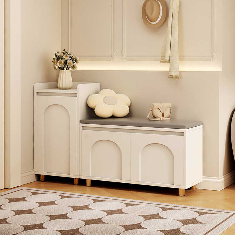 Cream Wind Entry Door Shoe Bench Household Entrance Can Sit Shoe Cabinet Sit Bench Integrated Console Entrance Shoe Rack Entrance Shoe Bench
