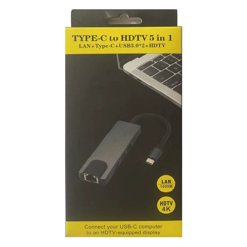 Док-станция трансграничного типа USBHUB + сетевая карта + HDMI + PD подходит для док-станции коммутатора пять в одном