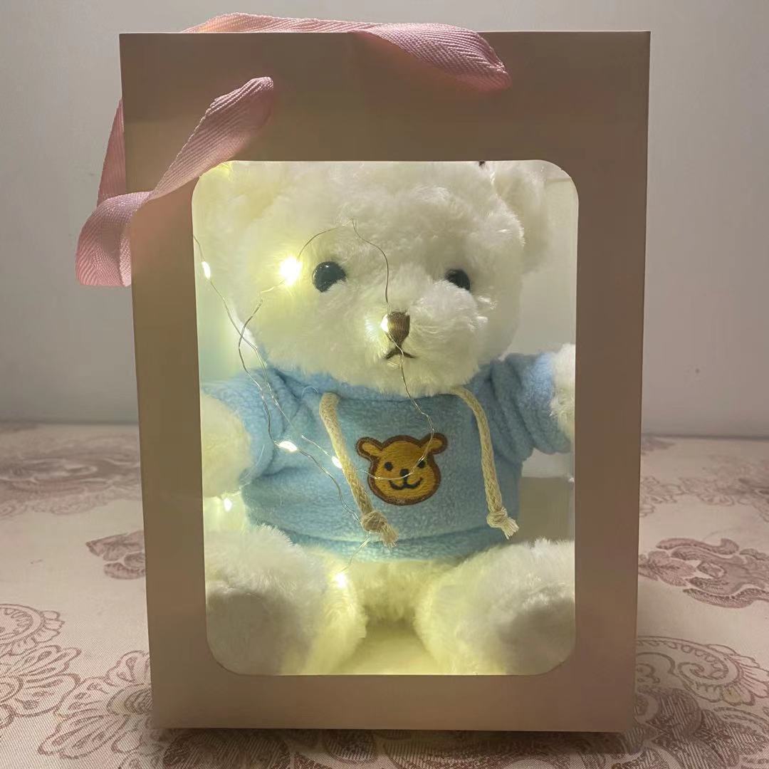 Flash Oso de Peluche de peluche de juguete con luz Oso muñeca caja de regalo muñeca de trapo oso muñeca regalo para niñas regalo de cumpleaños
