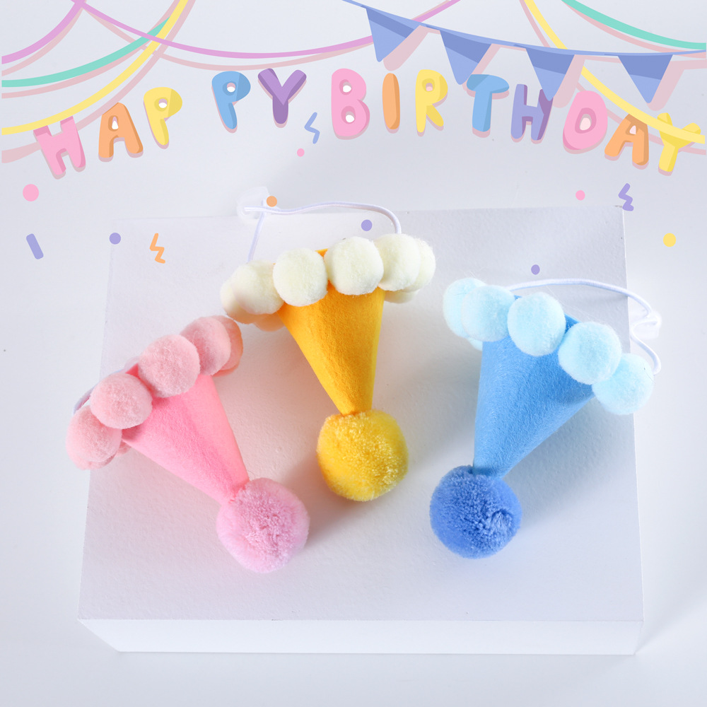 Pet macaron bola borla tridimensional fiesta cumpleaños sombrero gato perro lindo fieltro INS estilo tocado Accesorios image 4