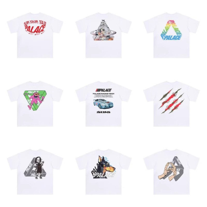 25S Cross-Border Trendy Brand Palace British-Style Trendy Brand Triangle Print Unisex Couple Loose Round Neck Short-Sleeve T-Shirt in Stock