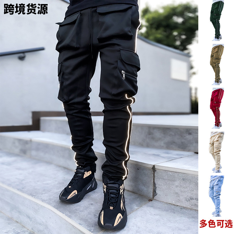 Cross-Border Direct Supply Spring and Autumn Men's Casual Pants Korean Style Youth Straight-Leg Sports Pants Men's Multi-Pocket Cargo Pants Men's Style