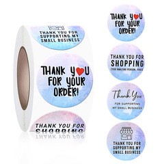 Thank you flower sticker colorful cross-border new thank you sticker thank you self-adhesive label round seal sticker