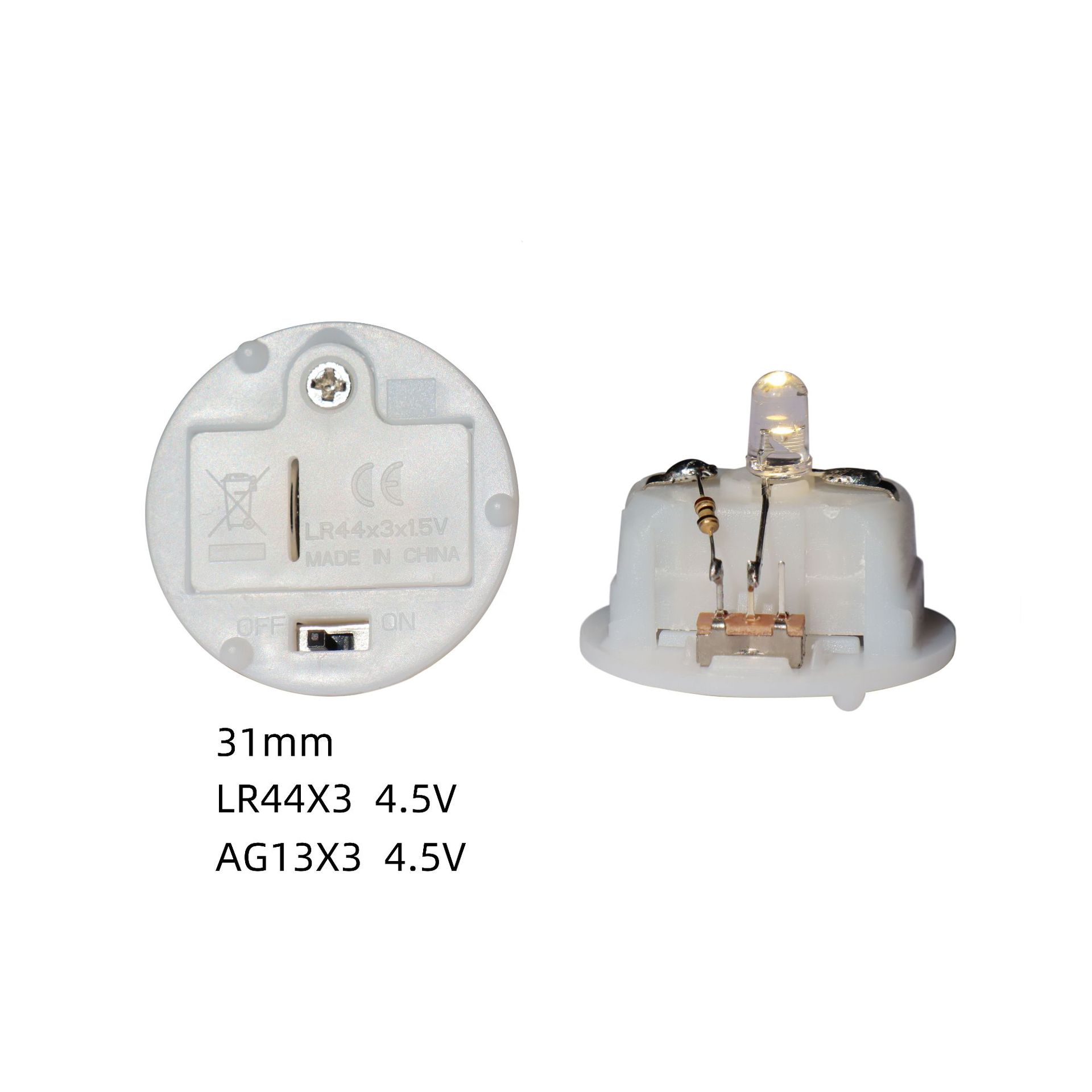 31mm开关两档电池盒 AG13X3 4.5V电池盒 圣诞装饰电池盒|ms