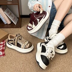 专柜版~红色面包鞋女2025秋季软软糯糯厚底板鞋时尚休闲运动板鞋