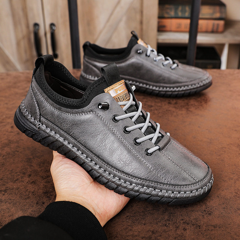 Giày lười nam da PU mềm đế bệt kiểu mới phong cách casual — Màu xám (có thể liên hệ với khách hàng để xem chi tiết), màu nâu, đen