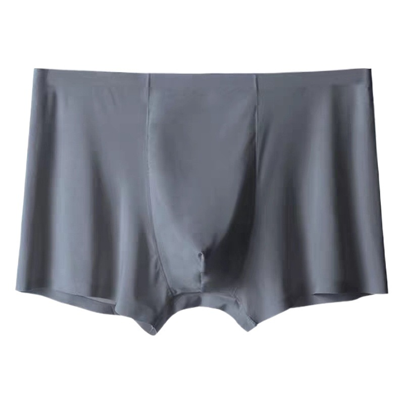 Factory wholesale ice silk seamless men's underwear mid-waist one-piece breathable comfortable boxers trendy boxers