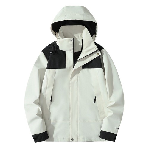Outdoor sports windproof and waterproof detachable-hooded climbing jacket with trendy design—logo-printable.