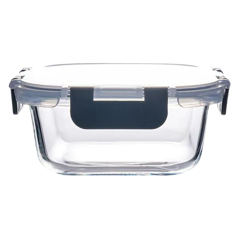 Tuppers rectangulares de vidrio borosilicato con tapa, grado alimenticio