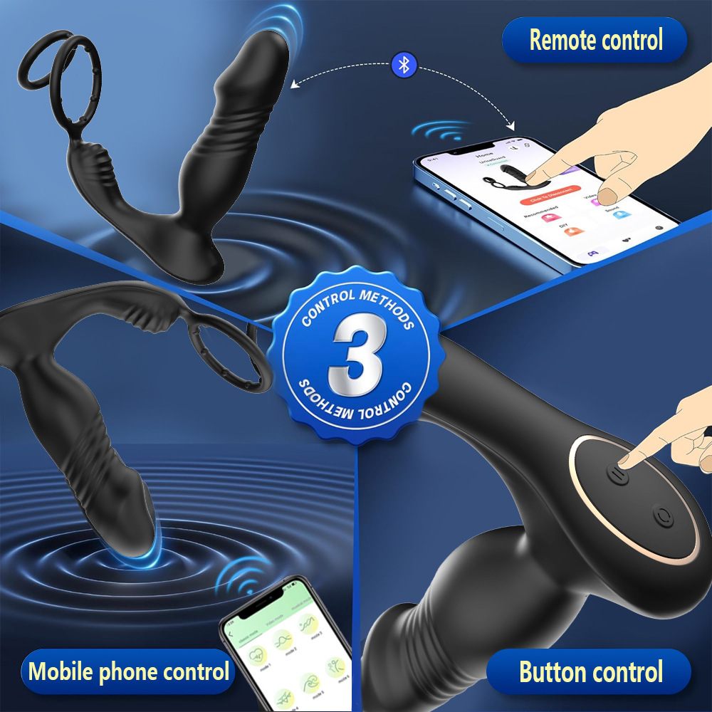App-Controlled Vibrating Prostate Massager with Double Ring Locking, 9-Frequency Telescopic Anal Plug — detail image 7
