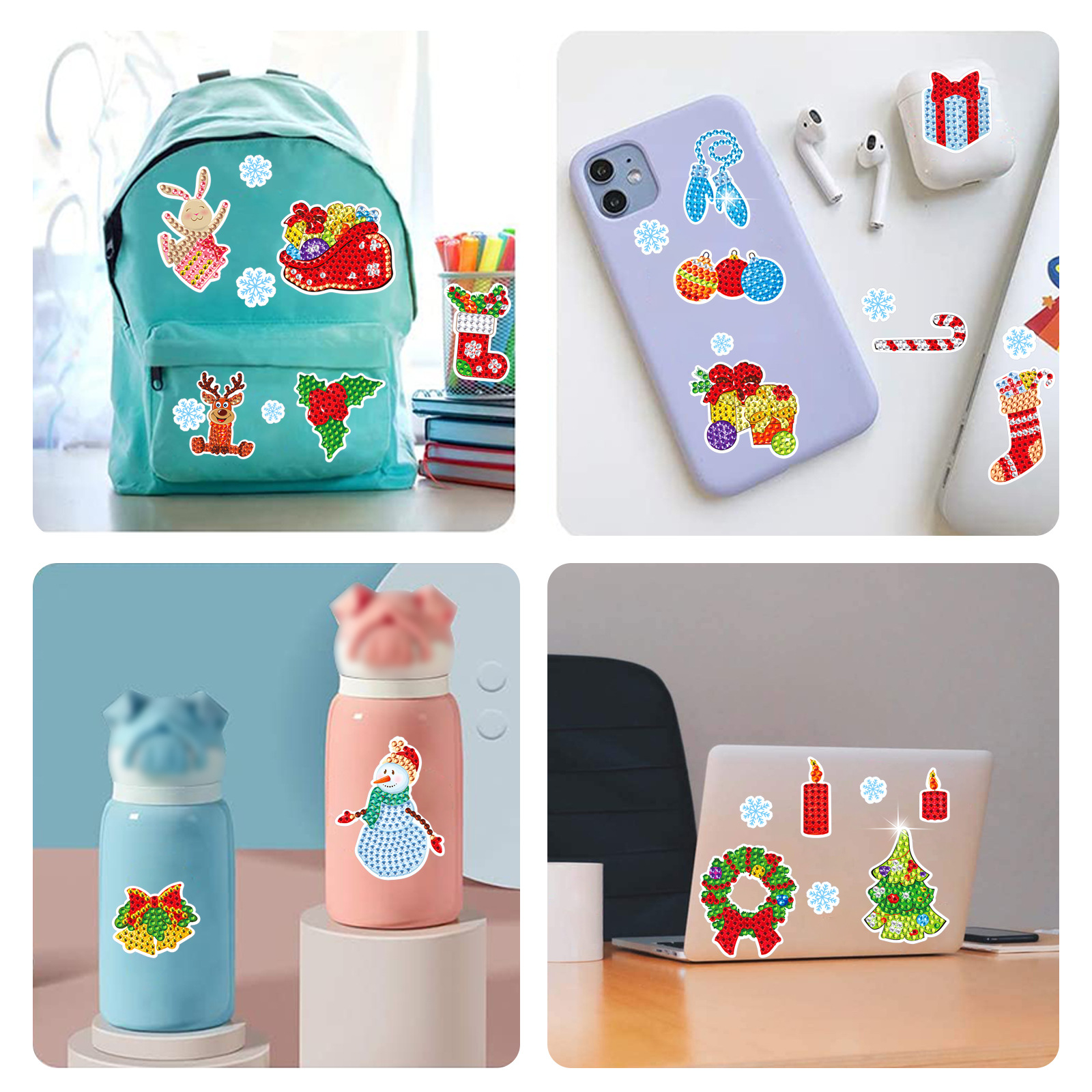 Diamante de Navidad transfronterizo dibujos animados alces aleatorios pegatinas DIY hechas a mano pegatinas 5D cristal brillante pegatinas al por mayor