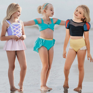 2021 Summer New Elsa Anna Split Swimsuit Two-piece Snow White Sleeping Beauty Princess Swimsuit Cross-Border