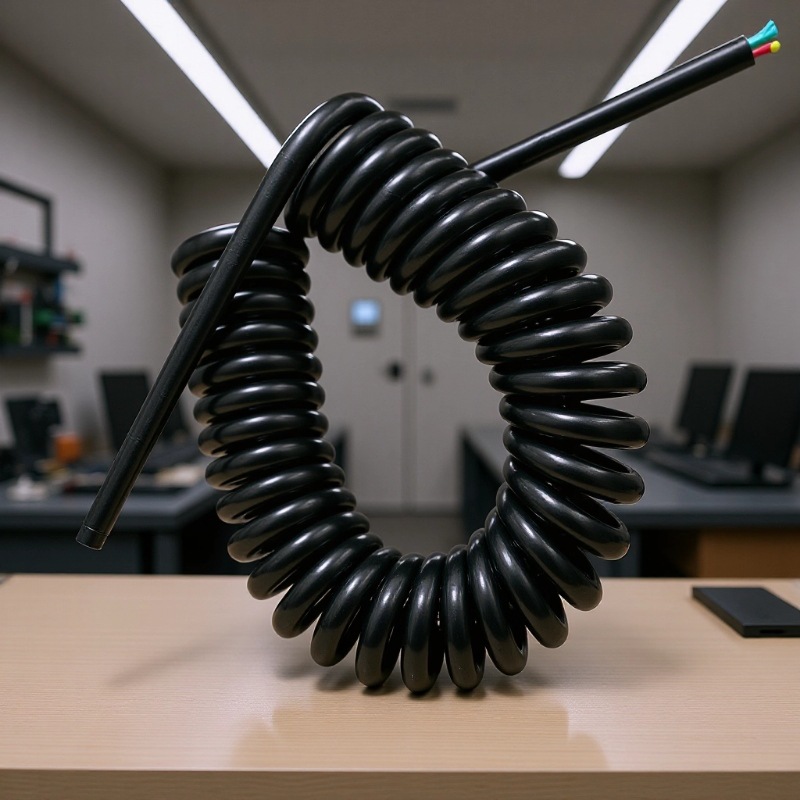厂家供应黑色多芯螺旋电缆高弹性螺旋电缆工业设备连接弹簧线