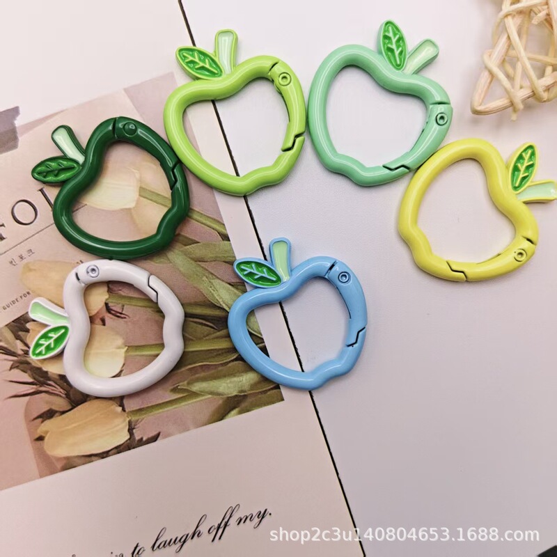 Colorful Painted Alloy Apple Spring Clasp Open Ring Keychain DIY Accessories Phone Chain Keychain Wholesale