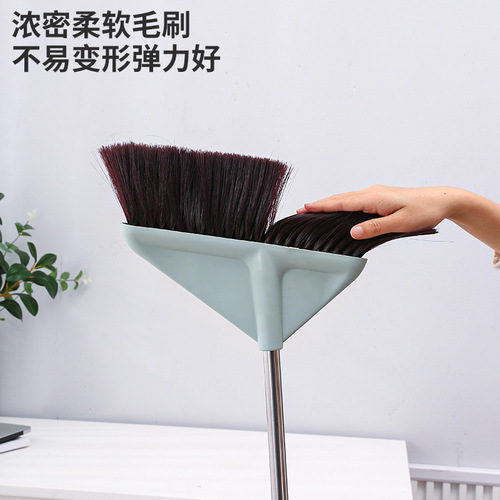 A single household broom set includes a soft bristle sweeping broom and a long-handled broom that doesn't require bending, designed to pick up hair effectively.