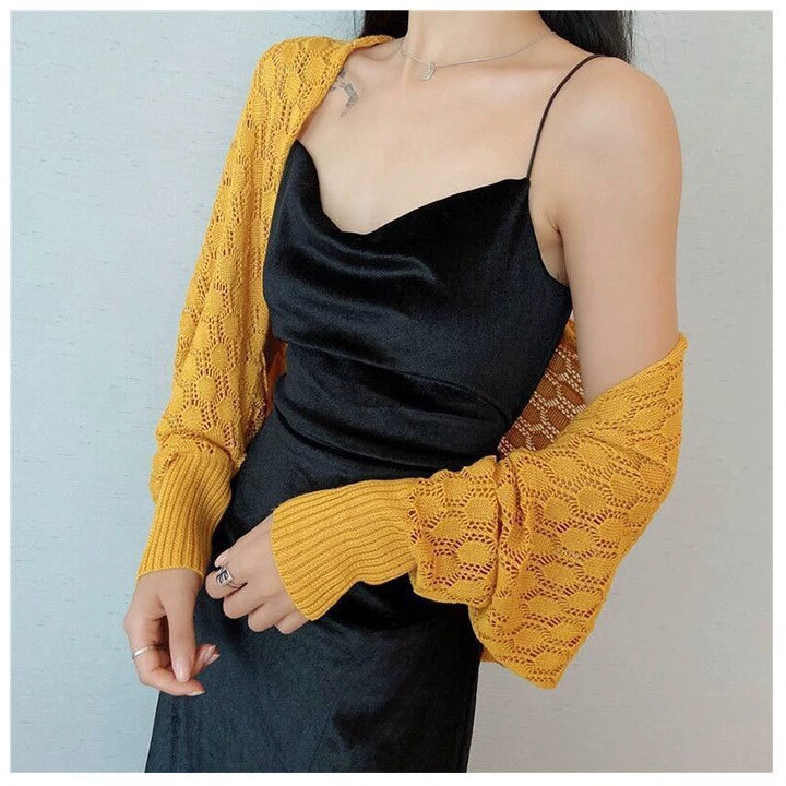 Летнее knitted осеннее накидка, тонкие рукава, дышащий жилет, защита от солнца, с защитой шеи