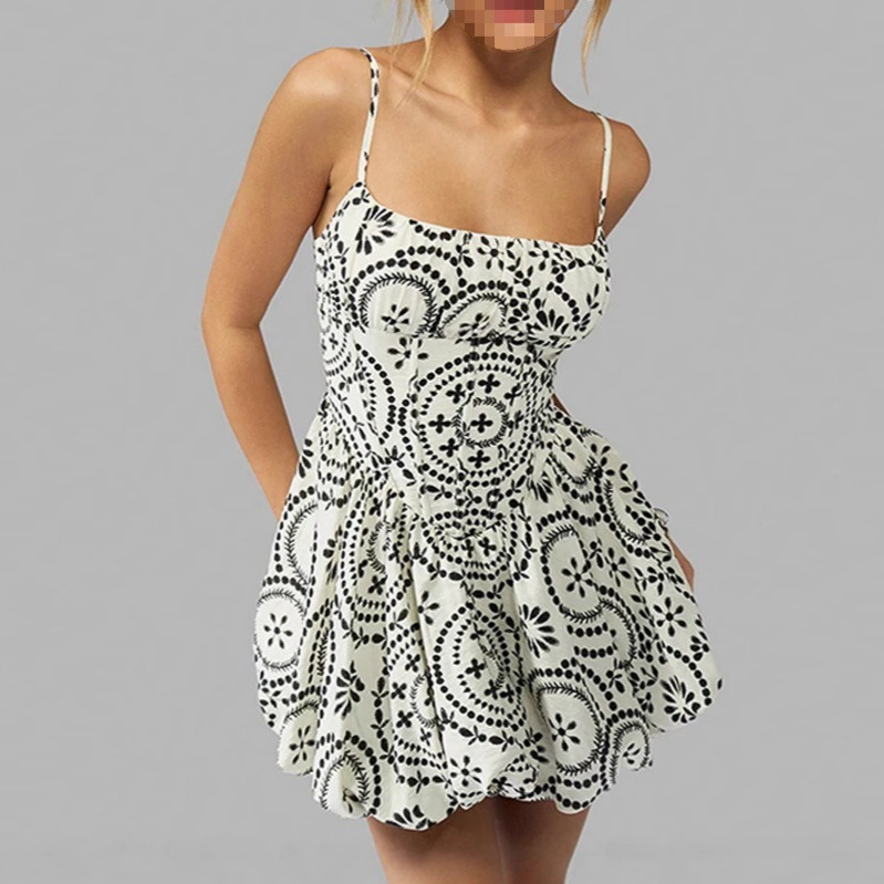 Amazon Elegant Summer Fashion Women's Clothing 2025 Slim Backless Trendy Printed Suspender Dress Y2K