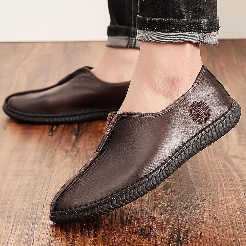 High-Quality New Spring and Autumn Men's Old Beijing Cloth Shoes, Retro Chinese Style Round-Toe Shoes, Hanfu Embroidery Casual Shoes