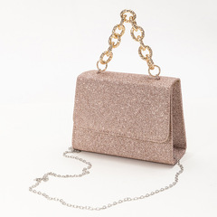 跨境品質款時尚簡約晚夜包純色亮片斜跨小方包宴會禮服伴娘手拿包