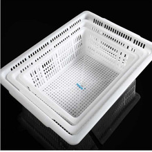 蓝厨房洗菜篮长方形周转白色果蔬收纳筐加厚卖菜酒店塑料框子大