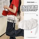 网纱半身裙女春夏蕾丝甜美风叠穿屁帘百搭围裙帘摆裙遮屁股短裙子