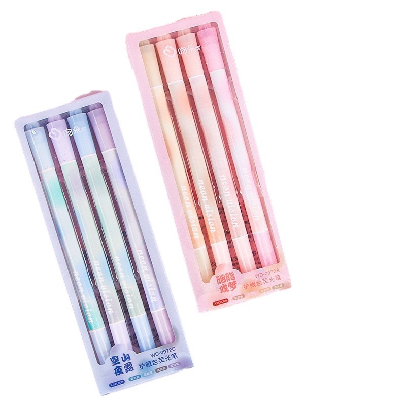 Nuevo de doble cabeza de protección ocular resaltador estudiante de alto aspecto marca pluma gran capacidad marca diario pluma conjunto al por mayor