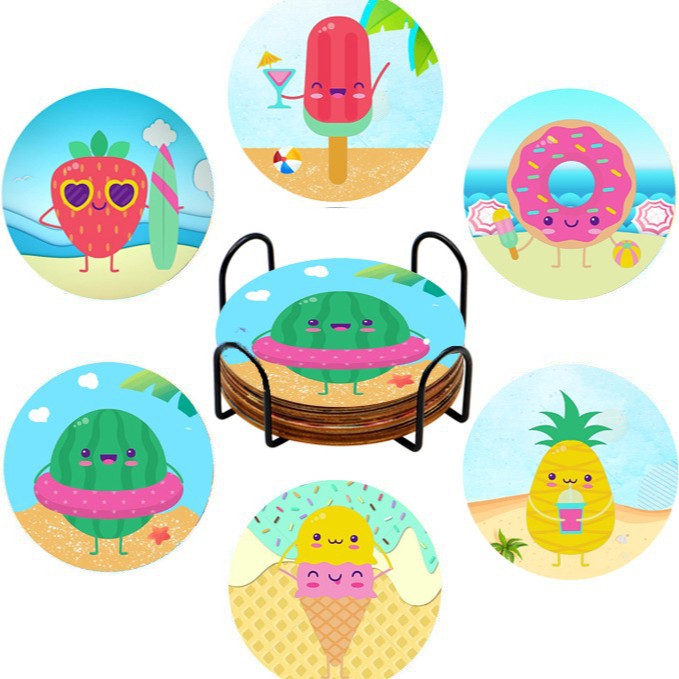 Taza de pintura de diamante personalizada almohadilla de taza de perforación completa almohadilla de aislamiento térmico redonda almohadilla de mesa de comedor de animales DIY forma especial almohadilla de taza con estante al por mayor