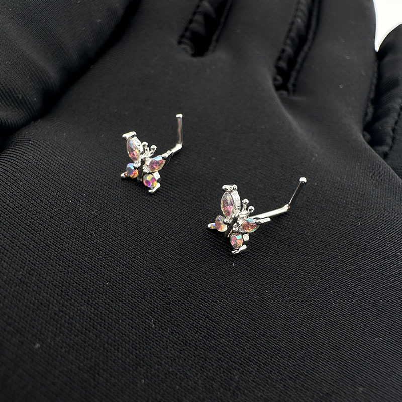Piercing naso a farfalla in acciaio al titanio con cristalli_voghion.com