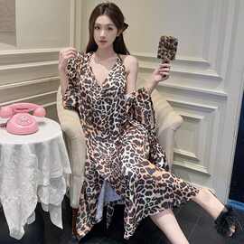 法式美背2026新款性感吊带睡裙女显瘦可外穿纯欲风高级感长款豹纹