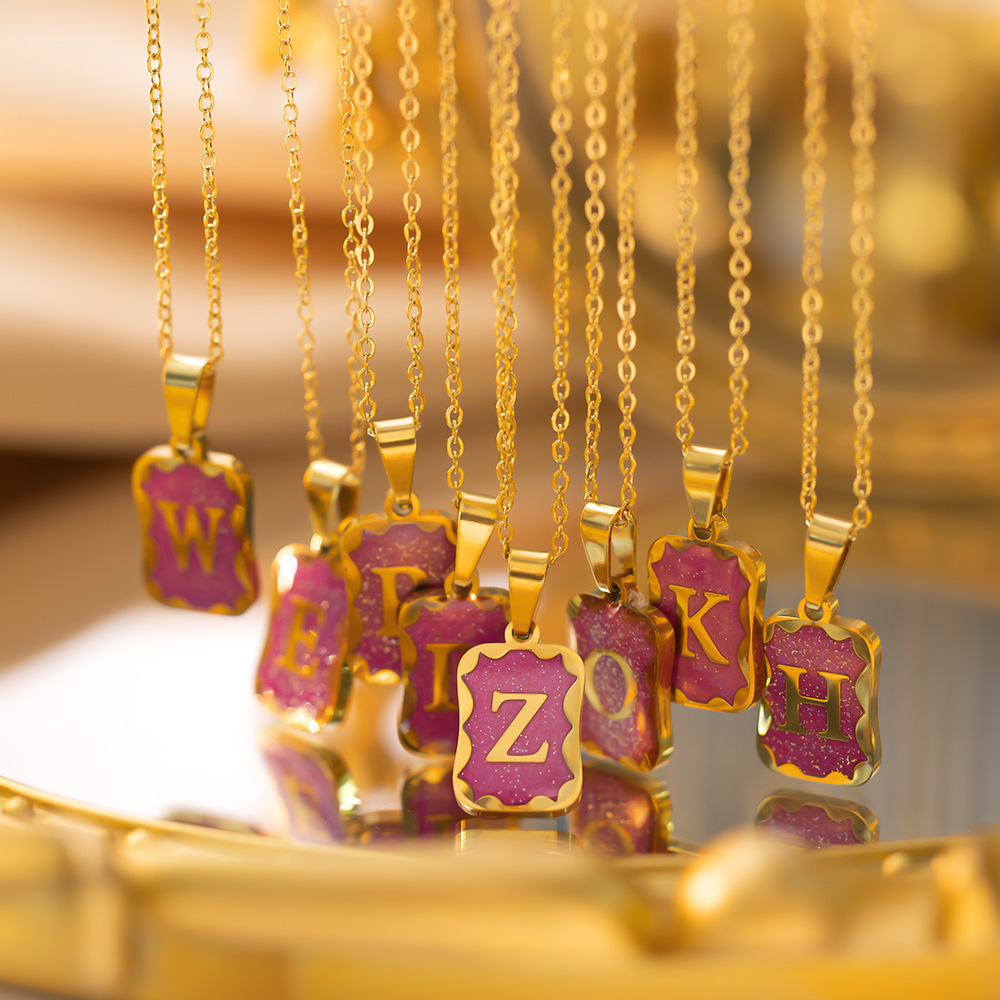 1 Piece Quantity Titanium Steel Simple Style Letter Plating Pendant Necklace