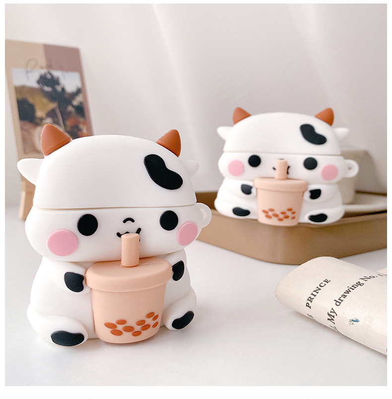 62g Weight Apple Applicable Brands Silica Gel Material Silica Gel Cows Cartoon Style Cute Fashion Earphone Cases Phone Accessories